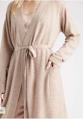 Quince 100% Mongolian Cashmere Robe Cardigan with Belt